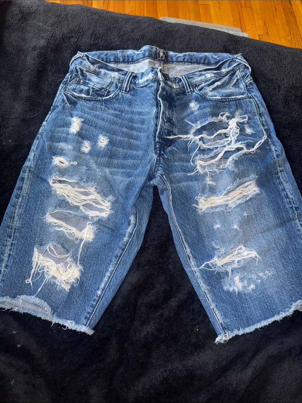 PRPS Distressed Dark Blue Denim Shorts